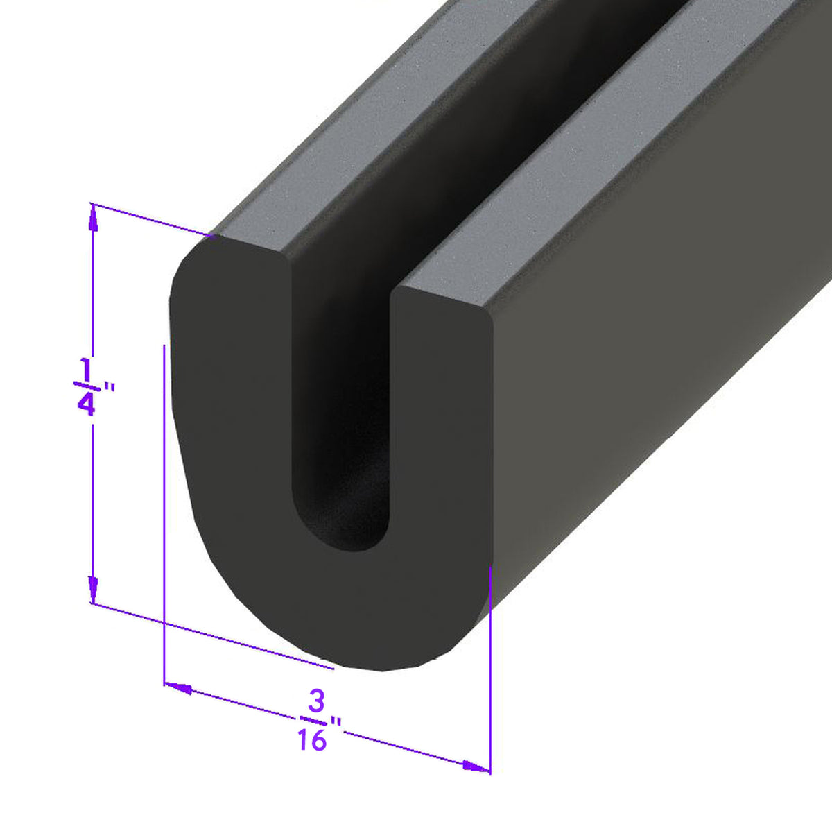 U Channel - Covering Sheet Metal Edges & Bright Work, 3/16" Wide; LP 23-E