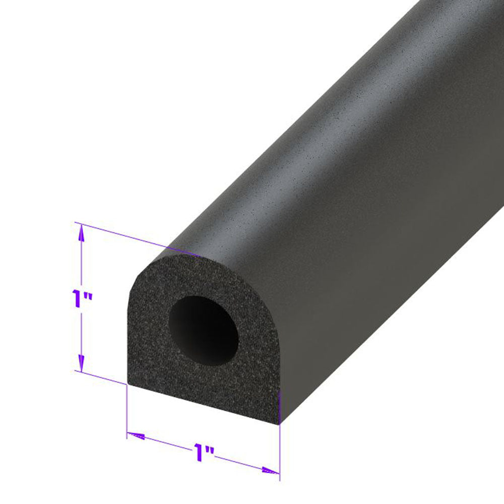 D Shaped Extrusion 1" Wide X 1" High; LP 80-B
