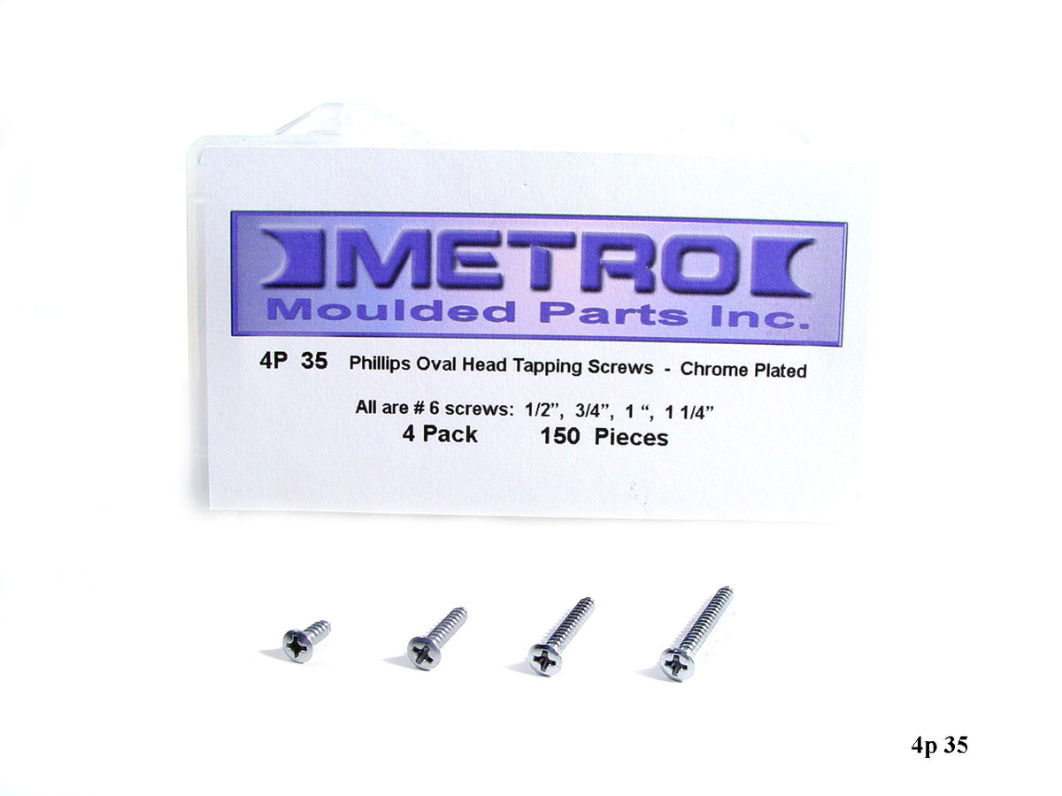 Phillips Oval Head Tapping Screws Chrome Plated 150-Piece Set; 4P 35