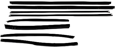 1971-75 CENTURION 2DR HT & CONVERTIBLE WINDOW SWEEP SET, 8 PC