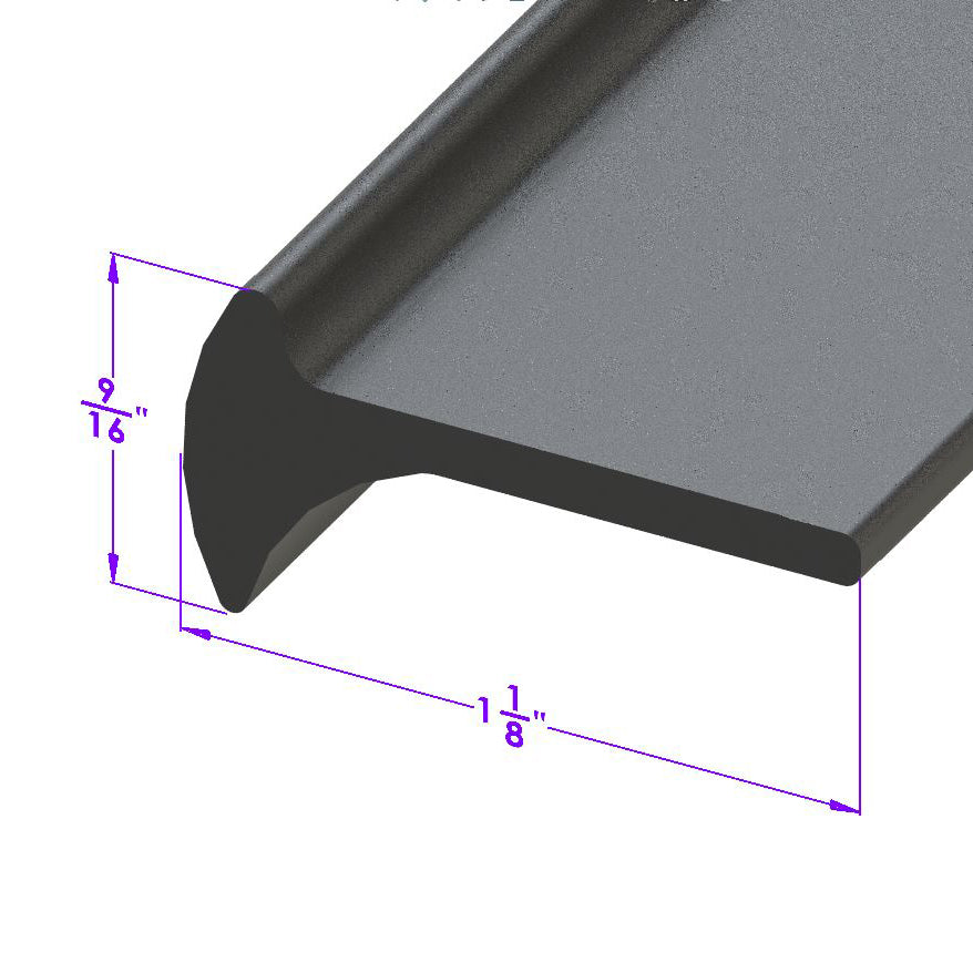 Fender Welt - All Rubber Type w/ 1/2" Bi-Lobe Lip and 1" Wide Flat; LP 15-D