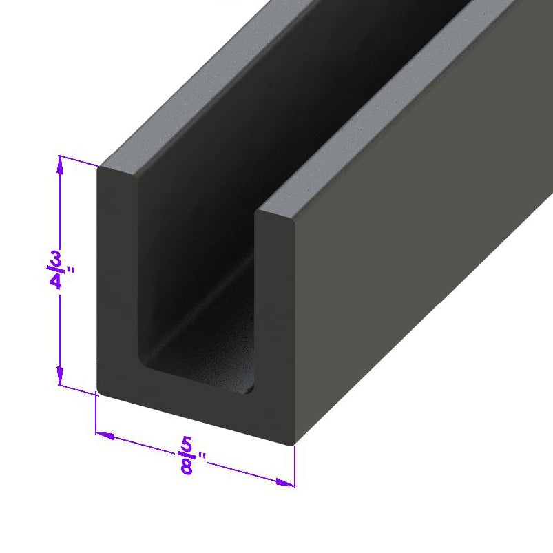 U Channel Rubber - 5/8" Wide X 3/4" Deep, 3/8" Inside Channel Width; LP 24