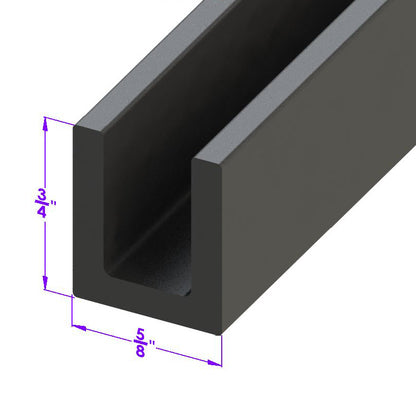 U Channel Rubber - 5/8" Wide X 3/4" Deep, 3/8" Inside Channel Width; LP 24