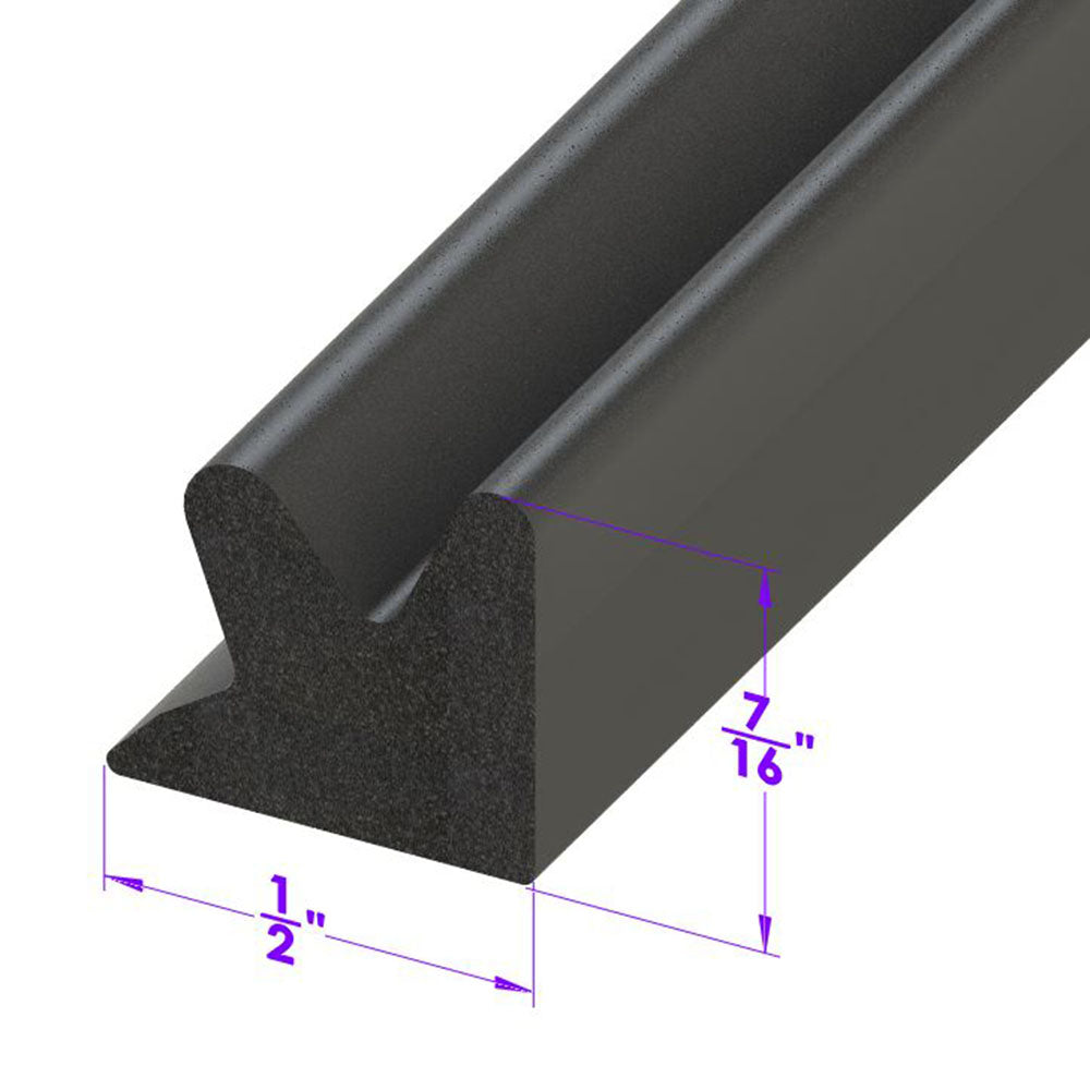 Door Side Seal - Smooth, Black, Skin-Covered Sponge; LP 41-B