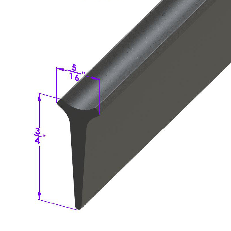 Swing-Out Windshield Seal 3/4" "T" Rubber; LP 49-A