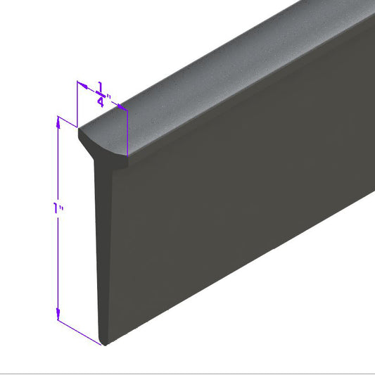 Swing-Out Windshield Seal 1" "T" Rubber; LP 49