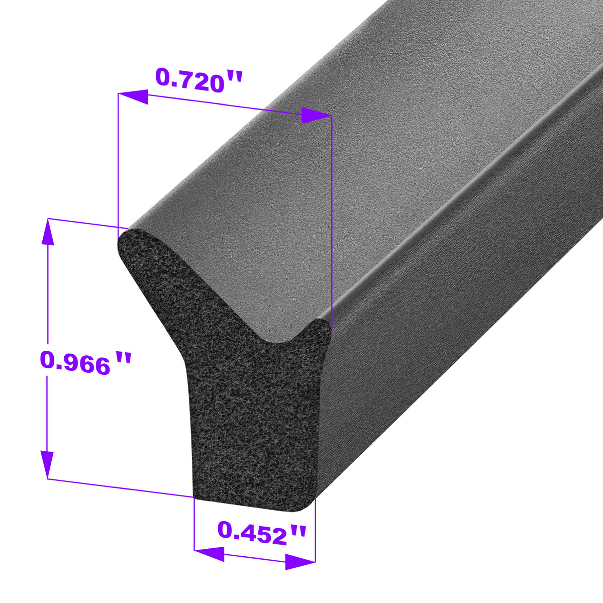 Sponge Rubber Extrusion. Sold by the foot.