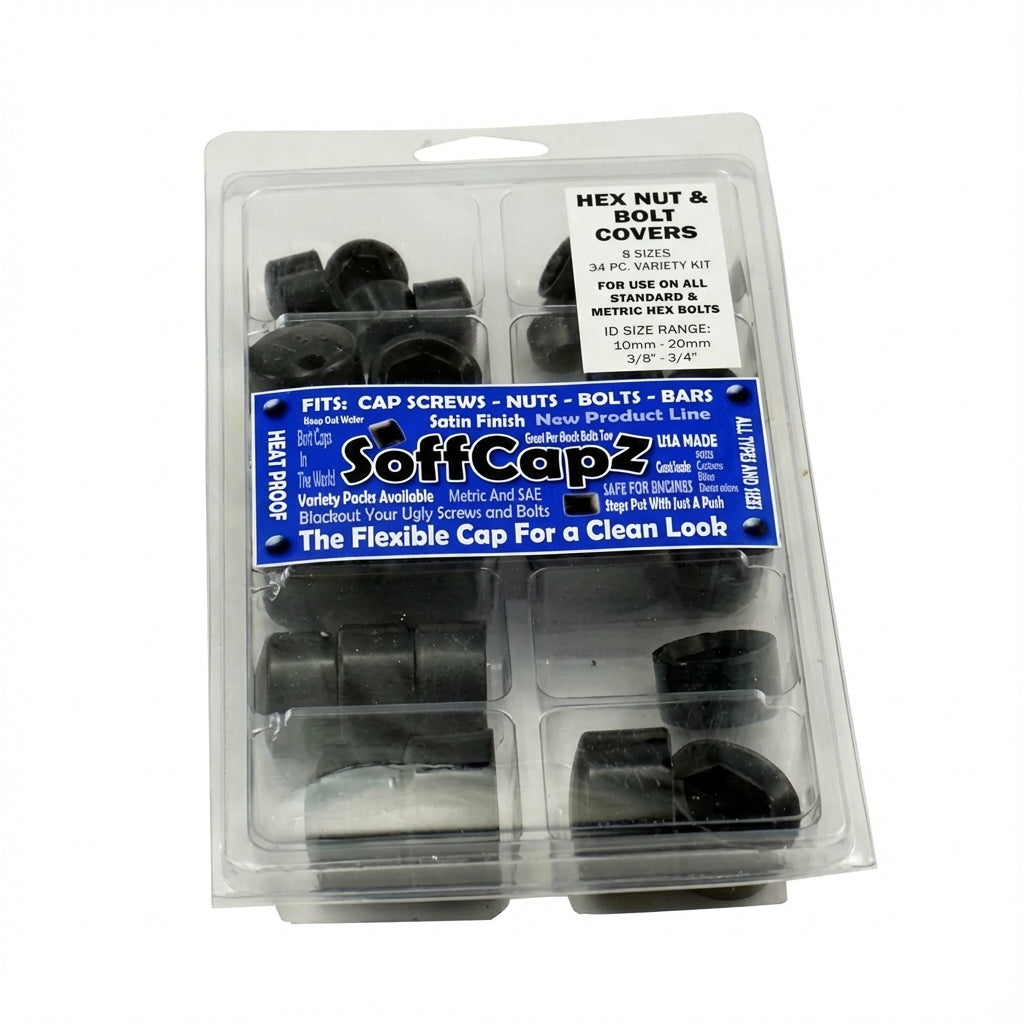 Hex-Nut and Hex-Bolt Covers Kit Heat-proof Silicone, 34-piece kit; NCK 34-N