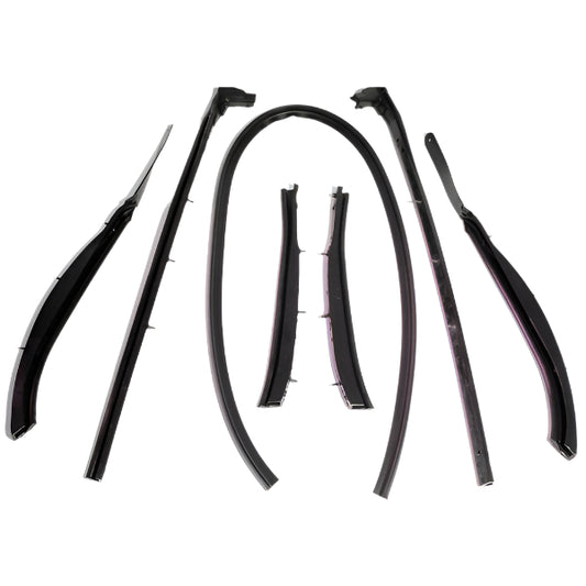 1953-54 CHEVROLET BEL AIR & PONTIAC STAR CHIEF & CHIEFTAIN CONVERTIBLE ROOF RAIL SEAL SET, 9PCS