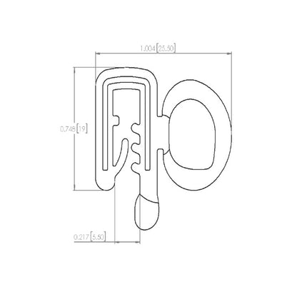 Pinchweld Trim Seal. Made of all rubber, with a steel core ; TS 2-F