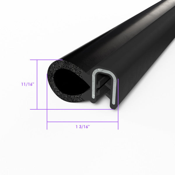 Pinchweld Trim Seal. Made of all rubber, with a steel core sold by the foot.
