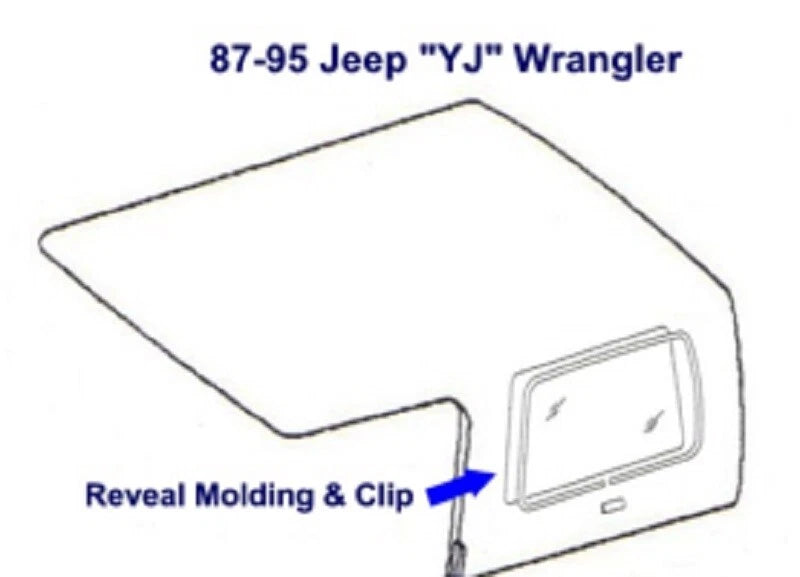 1987-1995 Jeep Wrangler YJ hardtop rear side window molding trim, repair kit, pr