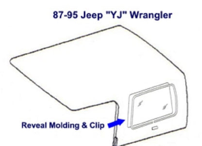 1987-1995 Jeep Wrangler YJ hardtop rear side window molding trim, repair kit, pr